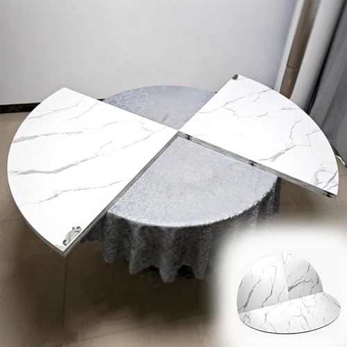Innovz Portable Foldable Round Table Top Modern, White Marble Wooden Family Dinner Top Storable, Card Table/Kitchen Table/Coffee Table Utility Furniture Desk Top(180cm(71inch))