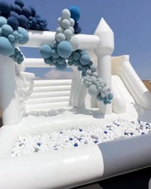 Alessia Cara Inflatable White Castle Bounce House with Slide & Ball Pit