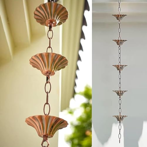YUSIWOAL Rain Chain Eaves Drainage Rain Collector Chain, Decorative Rain Chain for Temple House, Outdoor Garden Rain Chain(300cm (10ft))