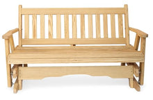 5 FT NATURAL Porch MISSION Glider Bench for 3 Person, Amish-Made Solid Pine Wood Glider, Smooth Quiet Glide, Balanced Construction, Even Weight Distribution, Relaxed Seating Angle, Made in USA
