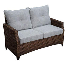 Courtyard Casual 5240 Costa Mesa 5-Piece Seating Set with Loveseat, Club Chairs, End Table & Gas Fire Pit Brown