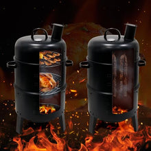 Charcoal BBQ Smoker, Outdoor Grill Cooker with Built-in Thermometer and Chimney, Vertical Smoker, Charcoal Grill, 2 Access Doors Smoker Grill For Outdoor Backyard Cooking Grilling Picnics