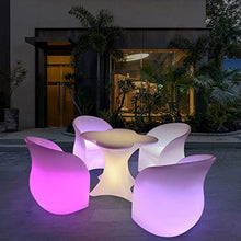 PAOOPA LED Light Up Bar Table, Light-Emitting Negotiation Table and Chairs Bar Table, Balcony Outdoor Bar Light-Emitting Furniture, One Table and Four Chairs (Without Glass)