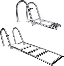 SAeWare Pontoon Marine Ladder Rear Entry Pontoon Telescopic Folding Swimming Pool Ladder Stainless Steel Pontoon Marine Inboard Ladders