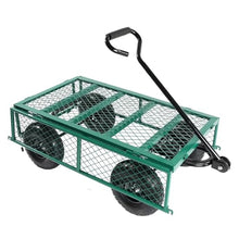 ZGLINMZ Folding Garden Cart with Mesh Panels Durable 4-Wheel Steel Utility Wagon for Yard Work Outdoor Transport Heavy-Duty and Easy to Maneuver