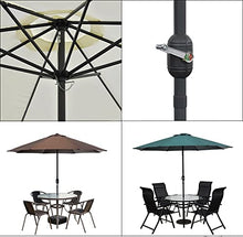 ARGENTFLUX 270cm/9ft Octagonal Iron Patio Table Umbrella, Outdoor Market Umbrella with Crank, 8 Ribs, Sun Shade Parasol(Beige)