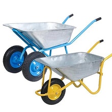 Etlegor Galvanized Wheelbarrow, Dump Cart Garden Cart Material Debris Hauler Pneumatic Tires Perfect for Transporting Sand, Dirt, Garden Waste (Color : Blue, Size : 130x30x58cm)