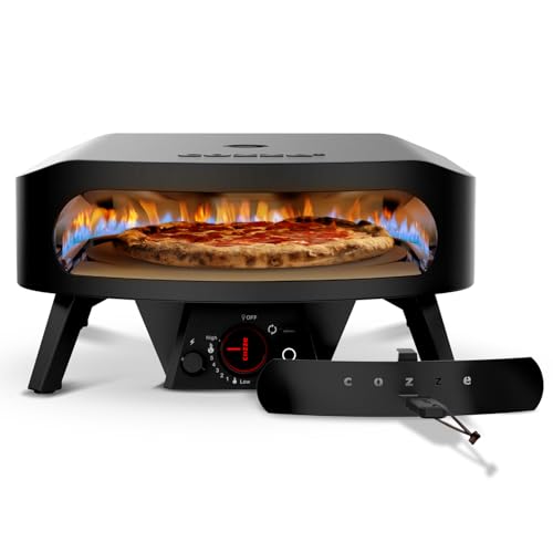 Cozze® 17 Inch Pizza Oven Gas Black Edition with Rotating Pizza Stone Diameter 43 cm - 600°C, Pizza in 2 Minutes