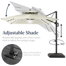 Best Choice Products 9x12ft LED Cantilever Patio Umbrella w/Base Included & 360° Rotation, Large Solar Offset Hanging Outdoor Sun Shade for Deck, Backyard Table w/Stand & Lights – Ivory