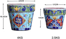 FAFACAI Round Classical Outdoor Large Plant Pot Colorful Planter Hand-Painted Ceramic Flower Pot Garden Balcony Decor Landscape Vase Container Pots for Villa Corridor Aisle (22 * 19.5cm)