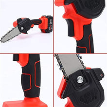 Mini Chainsaw Cordless Mini Chainsaw Electric | 4 Inch 24V Cordless Handheld Chainsaw for Gardening Pruning Tree Trimming Wood Cutting | with Battery and Charger (Color : Blue Size : 1PCS (Red 1PCS