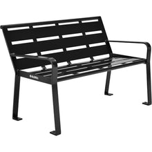Global Industrial 4' Outdoor Park Bench with Back, Horizontal Steel Slats