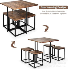 FURUIM2024M Dining Table Four Person Dining Table Set Kitchen and Dining Table Set 4 Square stools Table and Chairs Dining