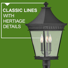 Hinkley Chapel Hill Large 3-Light Post Mount Outdoor Lantern, Museum Black