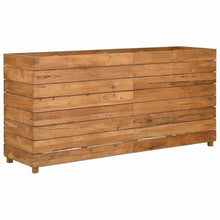 Heofavd Wooden Raised Bed 59.1"x15.7"x28.3" Recycled Teak Wood Garden Planter with Adjustable Steel Rack Large Flower Box for Living Room Balcony Patio and Backyard