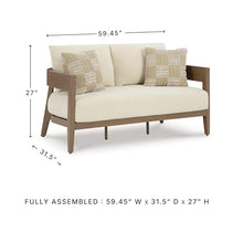 Signature Design by Ashley 1-Piece Wood-Look Outdoor Loveseat with Cushion