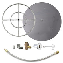 Spotix AFG Match Lit Fire Pit Burner Kit (SS-FR-24KIT-PAN-NG-MSCB), Round, 24-Inch Burner, 30-Inch Flat Pan, Natural Gas, Polished Chrome, with Flange, Key, Valve, Flex Line and Fittings