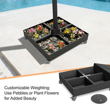 Patioslife Heavy-Duty Patio Umbrella Base with 4 Lockable Wheels 880 lbs, High Capacity Steel Frame, Decorative Modular Rolling Stand for Most Offset Umbrellas, Patio Garden Poolside