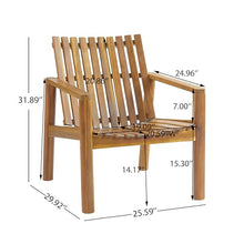 Christopher Knight Home Mabel Outdoor Acacia Wood Lounge Chairs with Arms, Solid Patio Chairs Set of 2 with Slatted Back & Curved Seat, Modern Wooden Outdoor Chairs for Patio Deck Balcony, Teak
