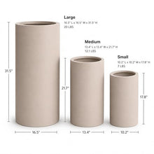 Set of 3 Tall Cylinder Polystone Indoor/Outdoor Planters, Sand