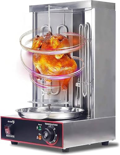 Stainless Steel Broilers,Home Rotisserie Oven,BBQ Meat Machine,Vertical Kebab Doner Meat Grill, Grill Doner Kebab Machine,with Temperature Adjustment Switch,Electric