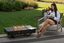 Planika Rio Table - Outdoor Fireplace, Propane-Fueled Fire Pit Table, Black Glass Top - Cover Included (Optional - Gas Tank Cover)