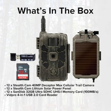 Stealth Cam 40MP Deceptor Max Cellular Trail Camera Bundle with Solar Power Panel, Card Reader & 32GB Memory Card