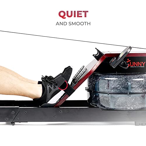 Sunny Health & Fitness Foldable Wooden Water Rowing Machine Black