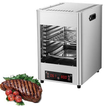 SICWEDIM Electric Steak Broiler, Commercial/Home Countertop Oven, 0-30mins Timer, 800℃ Heating Temp, Automatic Steak Grill Machine, LCD Touch Panel, Air Fryer Oven (Metallic 220V)