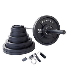 Body-Solid (OSB455) Olympic Weight Plate Set with Bar Black