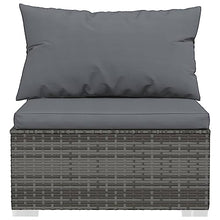 Heofavd 6-Piece Grey PE Rattan Garden Lounge Set Modular Outdoor Sectional Furniture 24.8x23.6x11.8 in Weather-Resistant Cushions for Patio Balcony Backyard