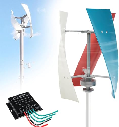 CLPYING Wind Turbine Generator Kit, 18000W Portable Vertical Helix Wind Power Turbine Generator, 3 Blade Wind Generator Kit with Charge Controller for Marine RV Home Industrial Energy(White,48V)