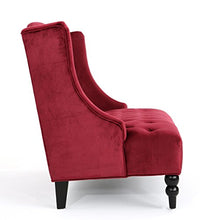 Lanny Loveseat Settee Wingback Bench Bench 50 Inch Tufted Wine Red Velvet