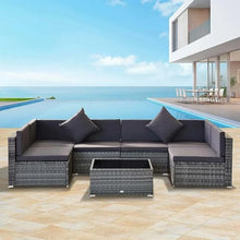 YWMLFZ Patio Furniture Sets Outdoor All Weather Rattan Sectional Sofa Set with Cushions & Tempered Glass Desktop