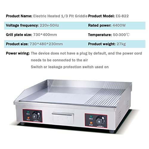 Commercial Electric Griddles, Flat Top Griddle Grill Station, Nonstick Electric Griddle Countertop Hot Plate Commercial Bbq Grill, for Camping, Outdoor, Tailgating, Kitchen, Home, Barbecue,822