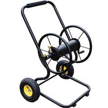 Garden Hose Holder Industrial Hose Reel Cart, Heavy Duty Metal Frame with Solid Wheels, Labor saving Hose Guide System, Holds 490-Feet of 1/2" Hose Capacity for Outside Garden & Yard Pipe Hose Storage