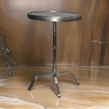 Benzara 41 Inch Plant Stand Table, Round Top, Turned Base, Modern Silver Aluminium