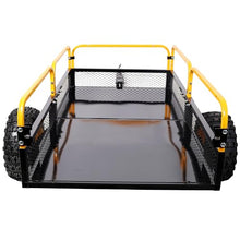 Heavy-Duty Tow-Behind Dump Cart 1000 Lbs Load Capacity, Solid Steel Bed Dump Cart for ATV UTV Lawn Mower Tractor Yard Garden Farm Hauling