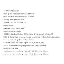 MNSNVPTPWK Anemometer Wind Speed Sensor 0-60m/s 360° Bending Type Aluminum Alloy Wind Speed Wind Direction Sensor Wind Direction Transmitter(Style C 4-20MA)