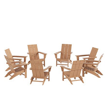 WestinTrends Ashore Ashore 8-Piece Modern Poly Folding Adirondack Chair Set, Teak