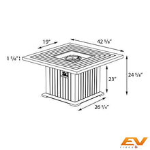 EV Fires 43" Classic Black Square Outdoor Propane Fire Pit Table, Easy to Operate Electrical Ignition - Fire Glass, Lid, and Cover Included