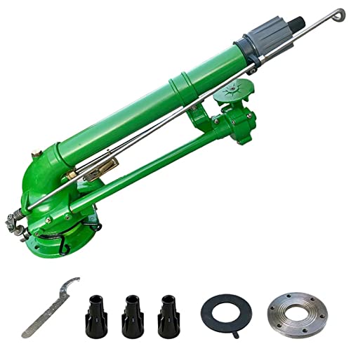 OVARIA Farm Irrigation Spray Gun, 2" Impulse Impact Sprinkler, 360° Large-Area Watering Spray with Replacement Nozzle Set, Suitable for Agriculture Lawn, Farms, Forestry, Industrial
