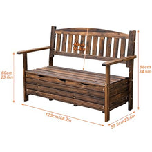 Meihkkud Storage Seat, Garden Bench with Backrest,Wooden Storage,All Weather Resistant,Garden Balcony(125 * 59.5 * 88cm/48.2 * 23.4 * 34.6in)