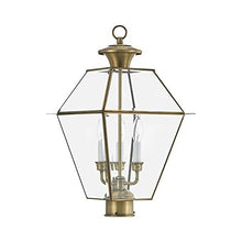 Livex Lighting 2384-01 Westover 3-Light Outdoor Post Lantern, Antique Brass
