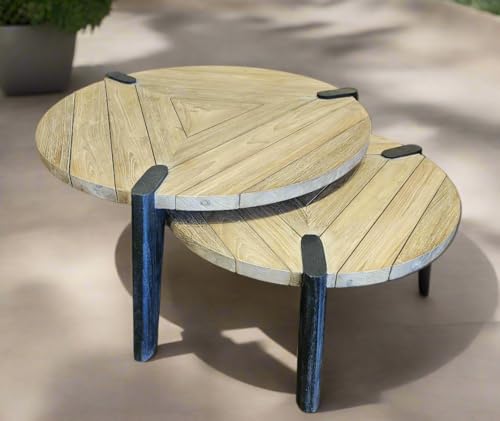 Padma’s Plantation Triangolo Outdoor Nesting Coffee Tables in Naturral(Set of 2)