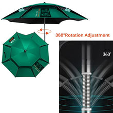 RWGOVLU Portable Beach Umbrella Outdoor Sunshade - Double Layer Fishing Parasol Umbrellas with Carry Bag, Wind Proof Plug/Floor Plug, Telescoping Pole, 360° Rotation, for Park Patio Shade Sails