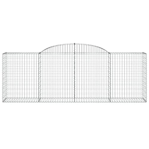 Arched Gabion Baskets 2 pcs 118.1"x19.7"x39.4"/47.2" Galvanized Iron for Outdoor Plants White Black Other