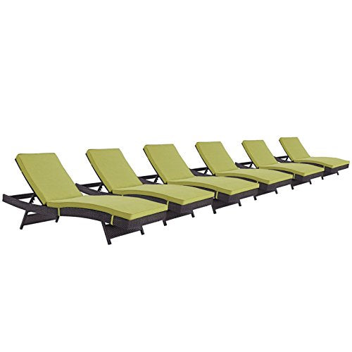 America Luxury - Outdoor Modern Contemporary Urban Patio Chaise Lounge Chair Set of 6 Green