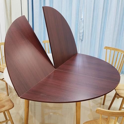 Innovz 47 to 87 Inch Round Table Top Only, Wooden Quarter Folding Tabletop, Home Useful Table Top for Kitchen Coffee Side Table, Walnut Teak Mahogany Marble Texture(Red,160cm(63inch))