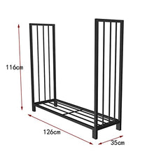 Firewood Rack 8Ft Firewood Rack Outdoor Heavy Duty Log Rack,Home Fireplace Steel Wood Pile Rack Metal Firewood Storage Rack Holder,For Patio Fire Log Stacker Stand Lumber (Black L126*W35*H116CM)